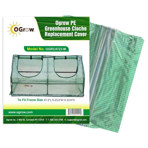 Ogrow Machrus Ogrow Premium PE Greenhouse Replacement Cover for  Greenhouse Cloche  Fits Frame 47 in.Lx24 in.Wx24 in.H