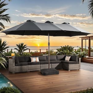 best 15 foot patio umbrella PHI VILLA 15ft Large with Base & Solar Lights,Rectangle,Navy Transform your outdoor area with this stunning 15ft Double Merrick Lane Evanston 15 FT