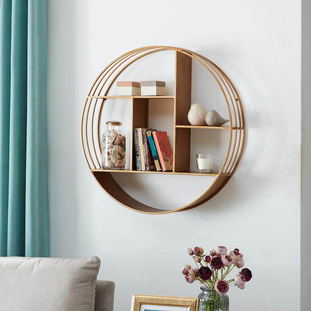 Firstime Co. Brooklyn Circular Shelf in Gold