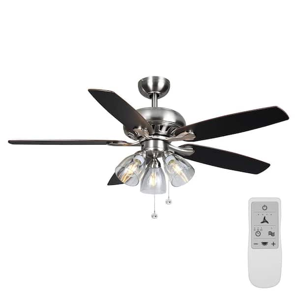 Hampton Bay Rockport 52 in. Brushed Nickel Wi-Fi Enabled Smart Ceiling Fan with Remote Control Works with Google Assistant and Alexa