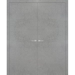 0010 48 in. x 80 in. Flush No Bore Concrete Finished Pine Wood Interior Door Slab with French Hardware