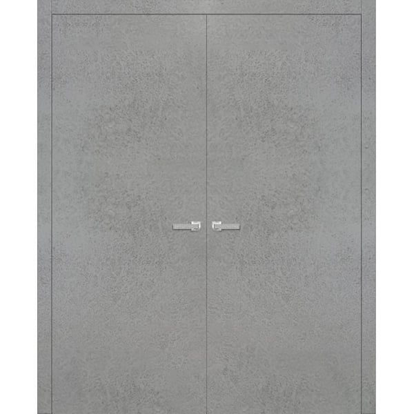 Sartodoors 0010 64 in. x 96 in. Flush No Bore Concrete Finished Pine Wood Interior Door Slab with French Hardware