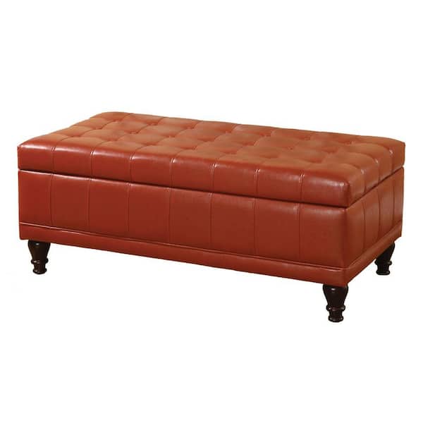 Venetian Worldwide Randel Mahogany Red Leatherette Bench