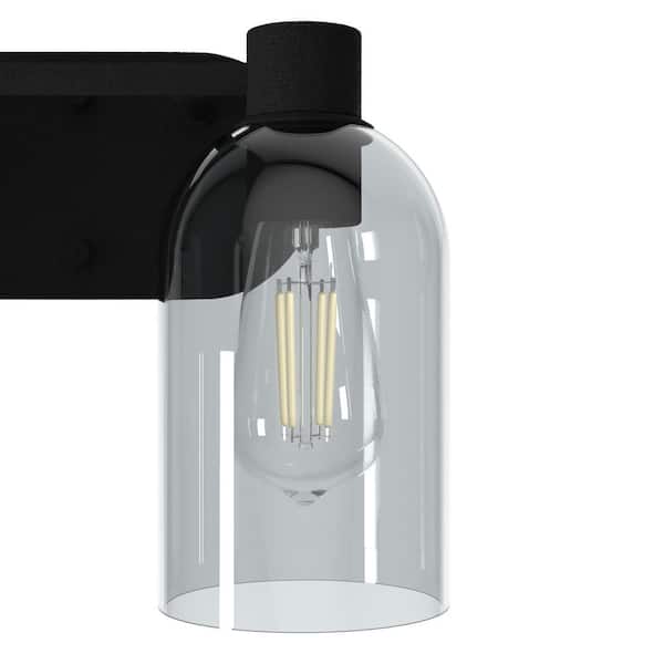 Hunter - Lochemeade 12.5 in. 2 Light Natural Iron Vanity Light with Smoked Glass Shades Bathroom Light