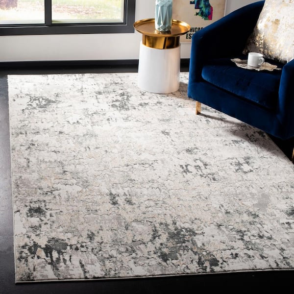 Vogue Beige/Charcoal 7 ft. x 7 ft. Square Distressed Speckled Area Rug