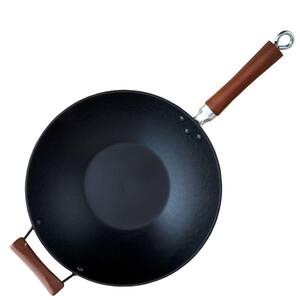 Light Cast Iron Pre-Seasoned 14 in. Wok with Wood Handle