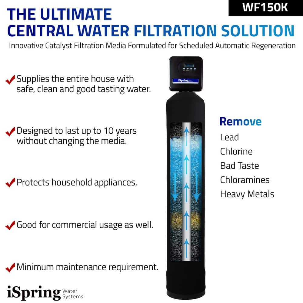 iSpring Black Whole House Water Filtration System with Smart Valve