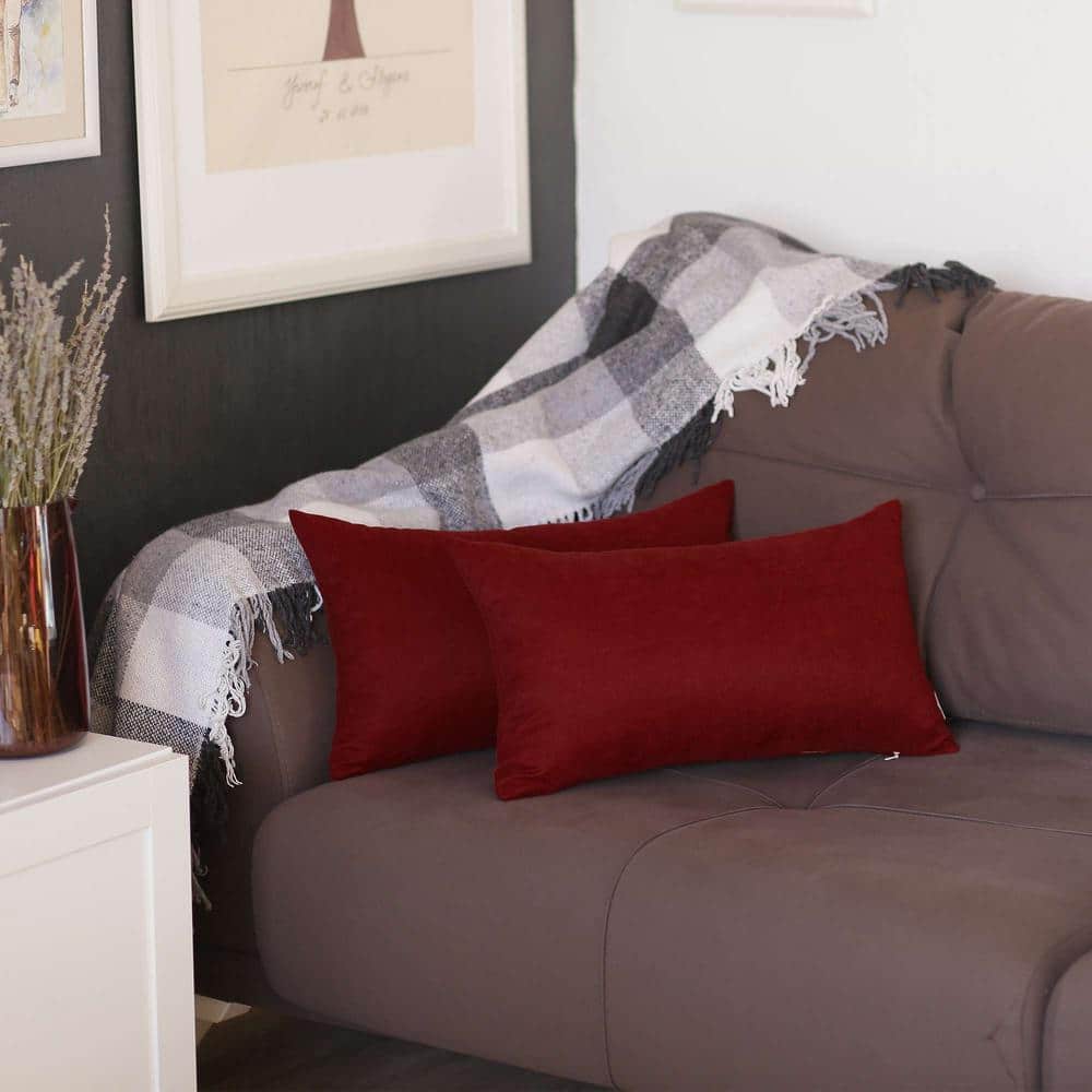 HomeRoots Charlie Set of 2Maroon Red Modern Lumbar Throw Pillows 1 in