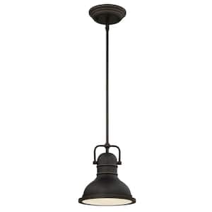 Boswell 1-Light Oil Rubbed Bronze with Highlights LED Mini Pendant with Frosted Prismatic Acrylic Lens