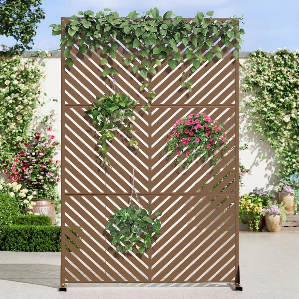 47 in. W x 71 in. H Brown Parallel Galvanized Sheet Outdoor Private Screen Decorative Art Panel price history on PriceWatchPro