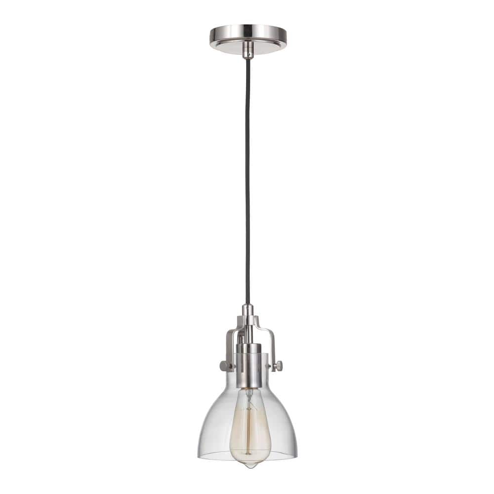 State House 60-Watt 1-Light Polished Nickel Finish Dining/Kitchen Island Mini Pendant with Clear Glass, No Bulb Included price history on PriceWatchPro