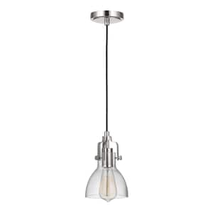 State House 60-Watt 1-Light Polished Nickel Finish Dining/Kitchen Island Mini Pendant with Clear Glass, No Bulb Included
