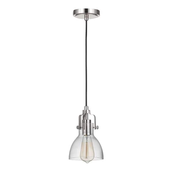 CRAFTMADE State House 60-Watt 1-Light Polished Nickel Finish Dining/Kitchen Island Mini Pendant with Clear Glass, No Bulb Included