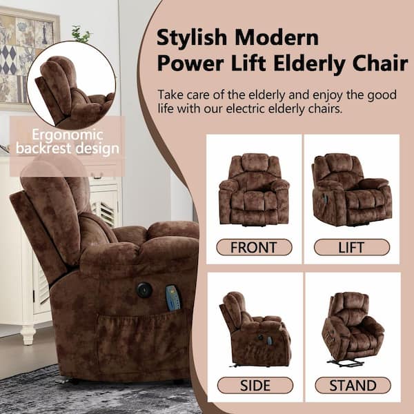 Bestier Set of 2 40.6 in. W Brown Oversize Power Lift Recliner