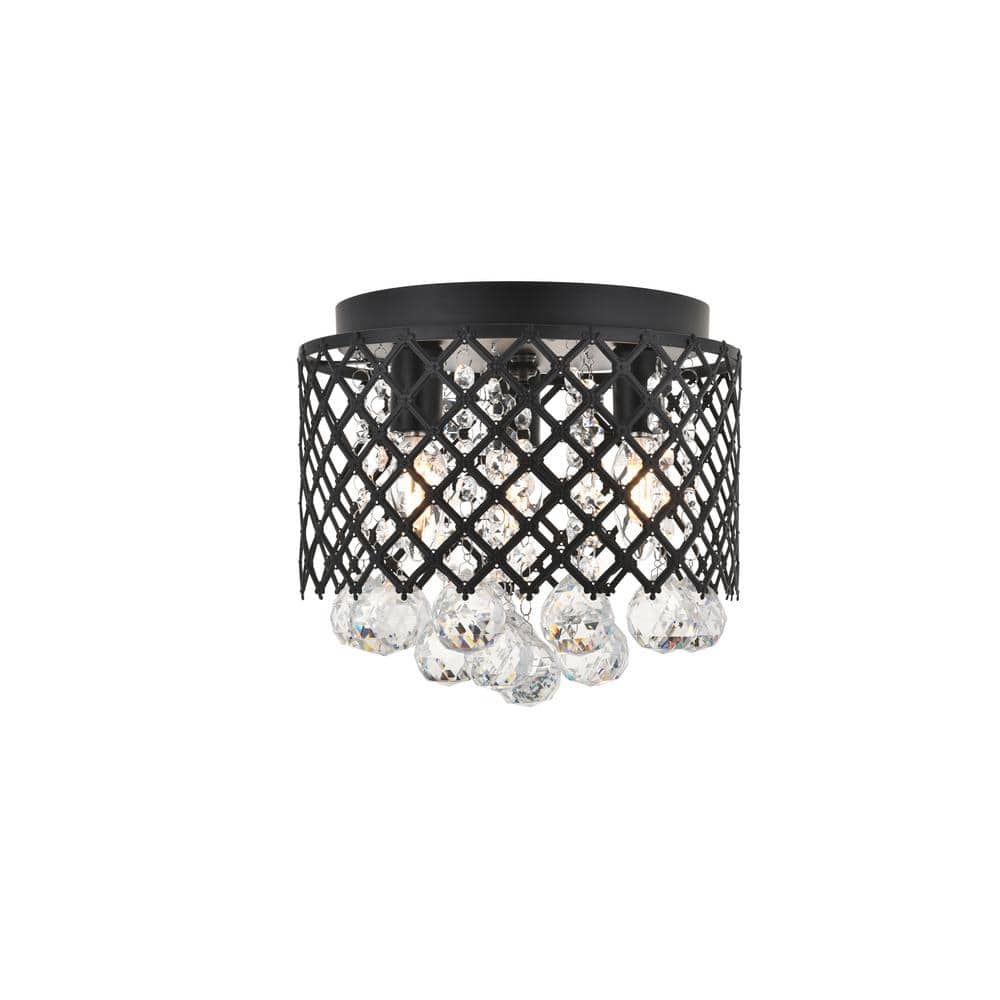Timeless Home Turner 10 in. W x 9.2 in. H 3-Light Matte Black and Clear Flu