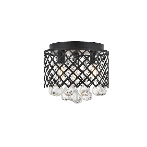 Unbranded Timeless Home Turner 10 in. W x 9.2 in. H 3-Light Matte Black and Clear Flush Mount