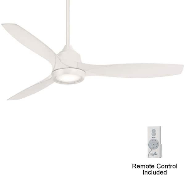 Skyhawk 60 in. Integrated LED Indoor Flat White Ceiling Fan with Light Kit and Remote Control