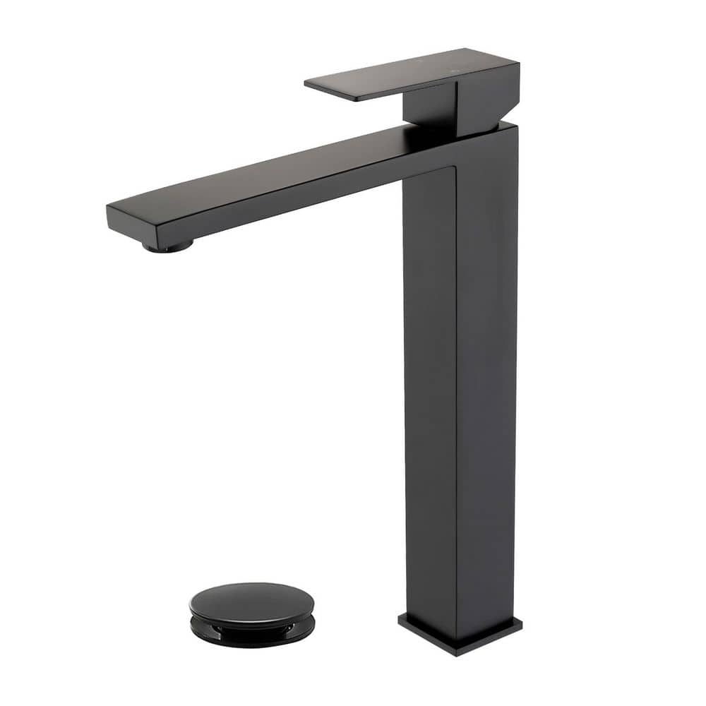 304 Stainless Steel Single Handle Single Hole Bathroom Faucet with Drain Kit Included in Black price history on PriceWatchPro