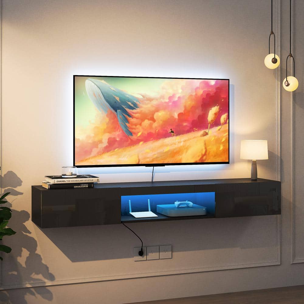 63 in. W x 12.2 in. D x 8.66 in. H Bathroom Storage Wall Cabinet TV Stand i