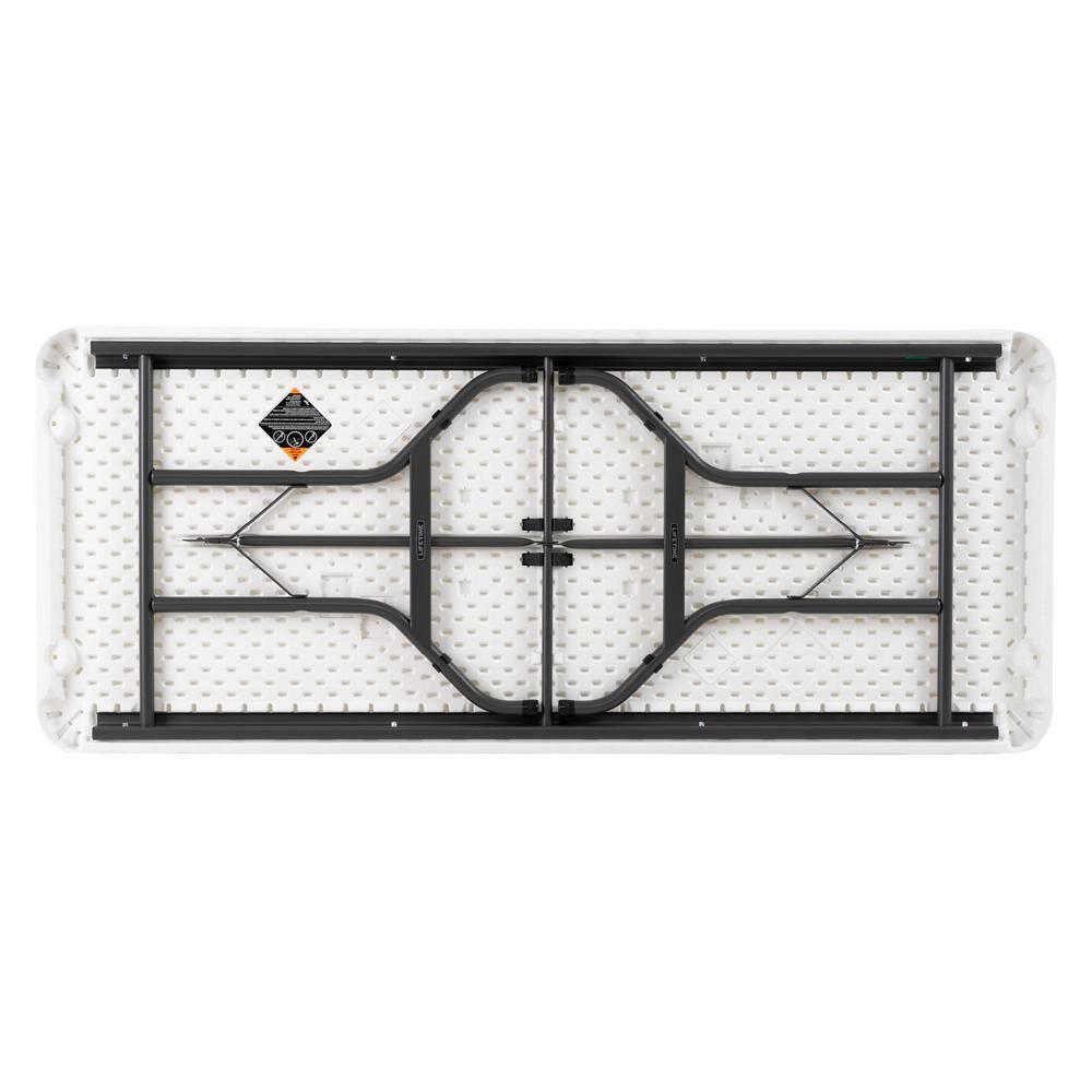 6-Foot White Granite Rectangular Folding Table with Steel Frame