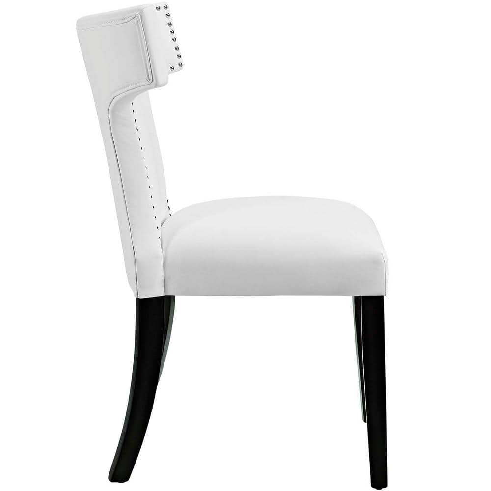 Chic Curve White Faux Leather Upholstered Parsons Side Chair
