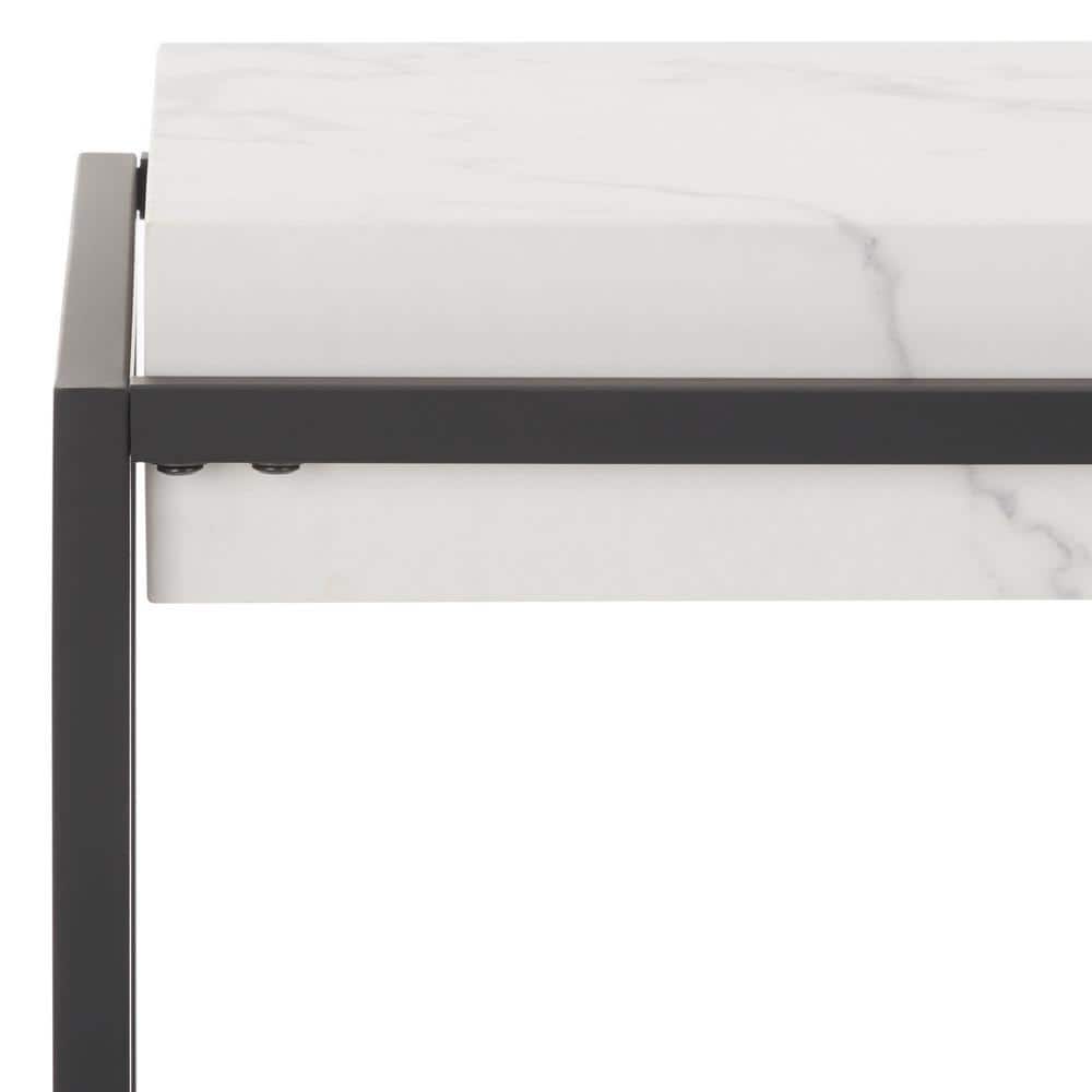 Edgefield White Faux Marble and Black Metal Console Table
