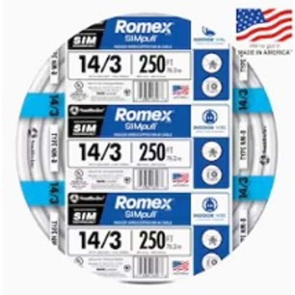 Southwire 250 ft. 14/3 Solid Romex SIMpull CU NM-B W/G Wire