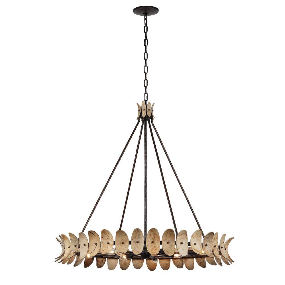 Natural Champagne Mist 8-Light Coconut Shell Chandelier