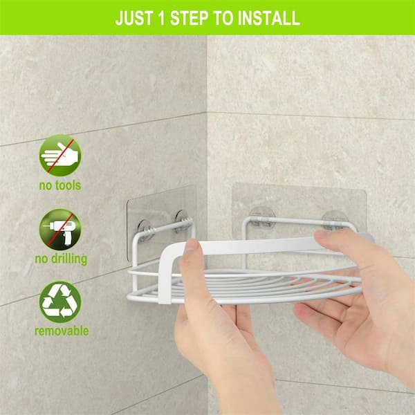 Dracelo Wall Mounted Bathroom Shower Caddies Adhesive Type Coner