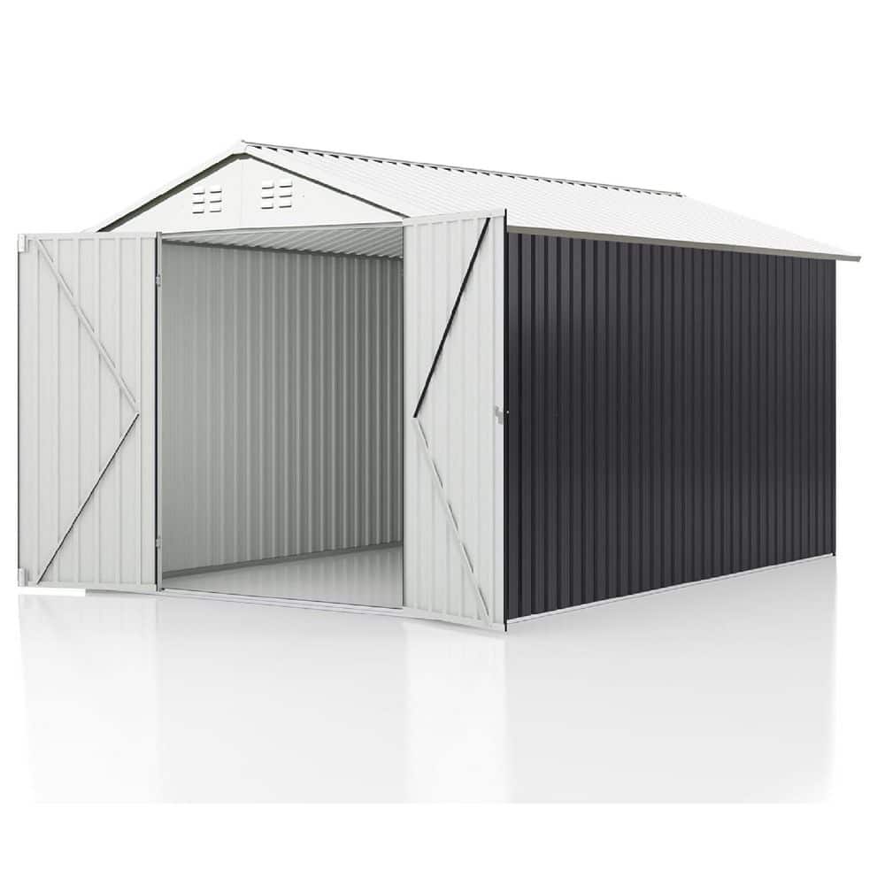 10 ft. W x 14 ft. D Outdoor Storage Metal Shed with Updated Frame Structure