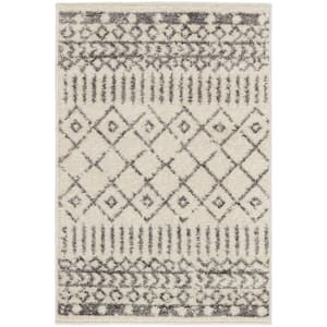 Passion Ivory/Grey 2 ft. x 3 ft. Geometric Transitional Kitchen Area Rug