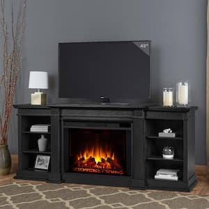 Eliot Grand 81 in. Freestanding Wooden Electric Fireplace TV Stand in Black