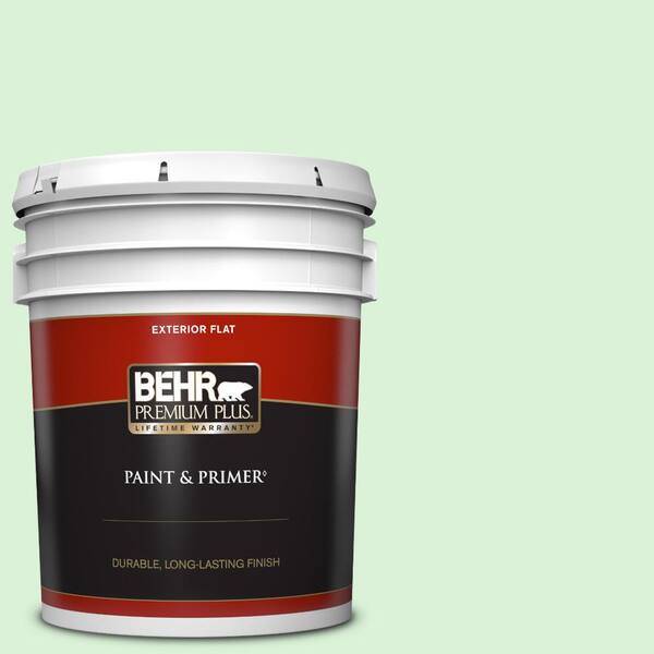 BEHR PREMIUM PLUS 5 gal. #P390-1 Frostini Flat Exterior Paint & Primer