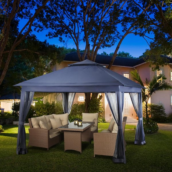 Pamapic 11x11 Outdoor Pop up Gazebo for Patios Canopy for selling Shade and Rain with Mo