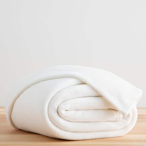 Brookside White Twin Polyester Fleece Blanket