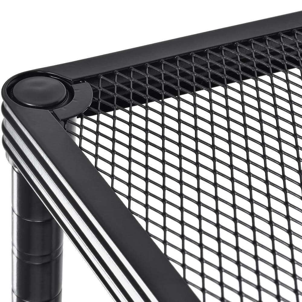 Black Steel Wire Mesh Garment Rack with Ledge