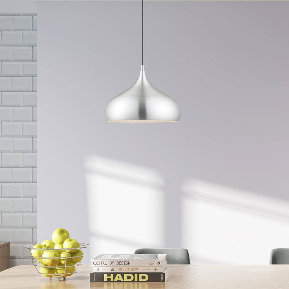 Mini Brushed Aluminum 1-Light Indoor/Outdoor Pendant