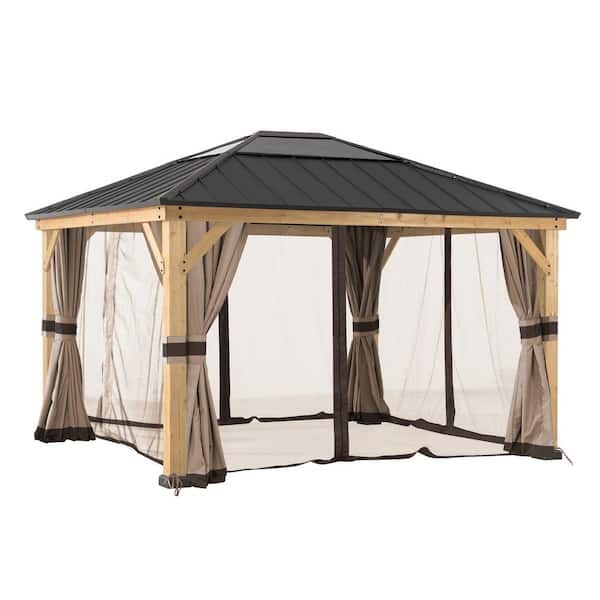 Sunjoy Universal Curtains and Mosquito Netting for 13 ft. x 15 ft. Wood Gazebos