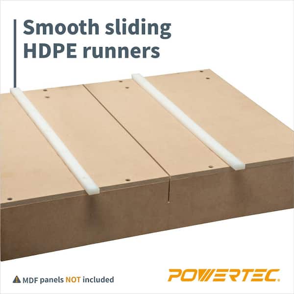 POWERTEC 36" HDPE Miter Bar Set (2-Pack) - Fits 3/4" X 3/8" Slots For Table Saw Sleds, Taper Jigs & Router Tables