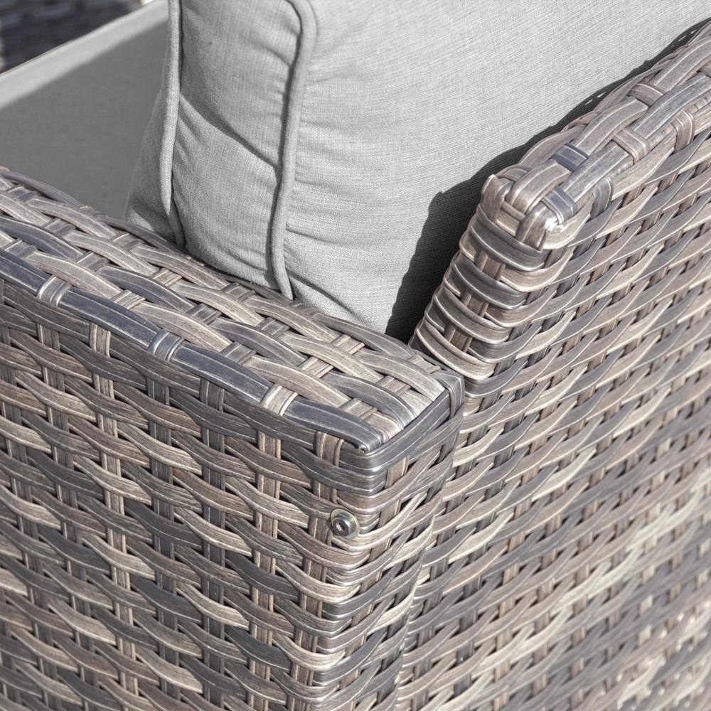 Gray Wicker Sectional Sofa Set with Swivel Rocking Chairs