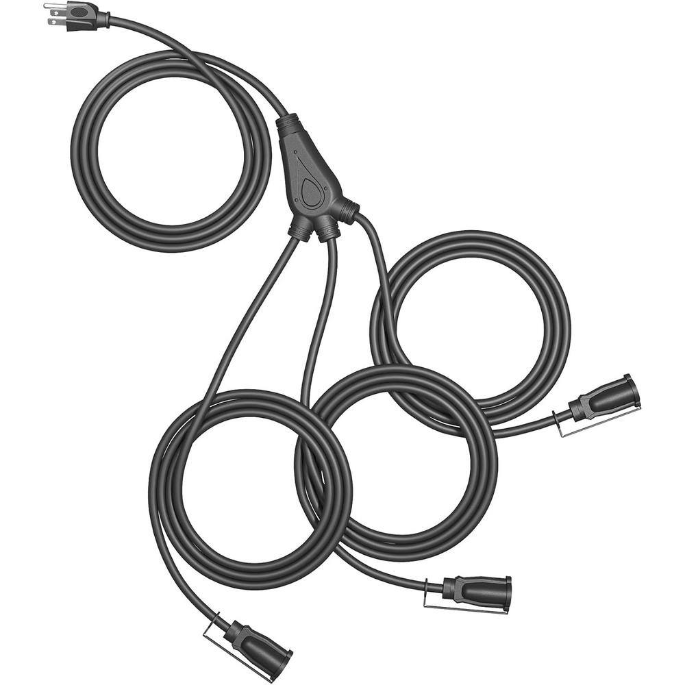 25 ft. 16/3C SJTW Outdoor Extension Cord 1 to 3 Splitter Prong Outlets Plugs, Weatherproof Wire for Outdoor Lights price history on PriceWatchPro