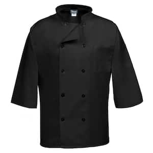 C10P-3/4 Unisex MD Black Three Quarter Sleeve Classic Chef Coat