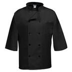 C10P-3/4 Unisex 5X Black Three Quarter Sleeve Classic Chef Coat