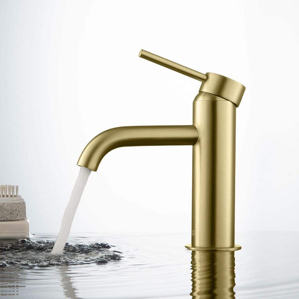 Brushed Gold Brass Single Handle Bathroom Faucet