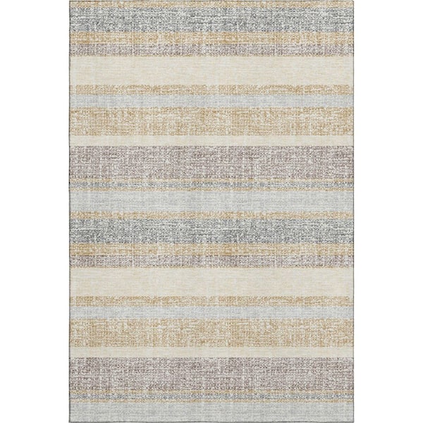 Mayfield Premium Machine Washable Abstract AMF2122 Gold 3 ft. x 5 ft. Area Rug
