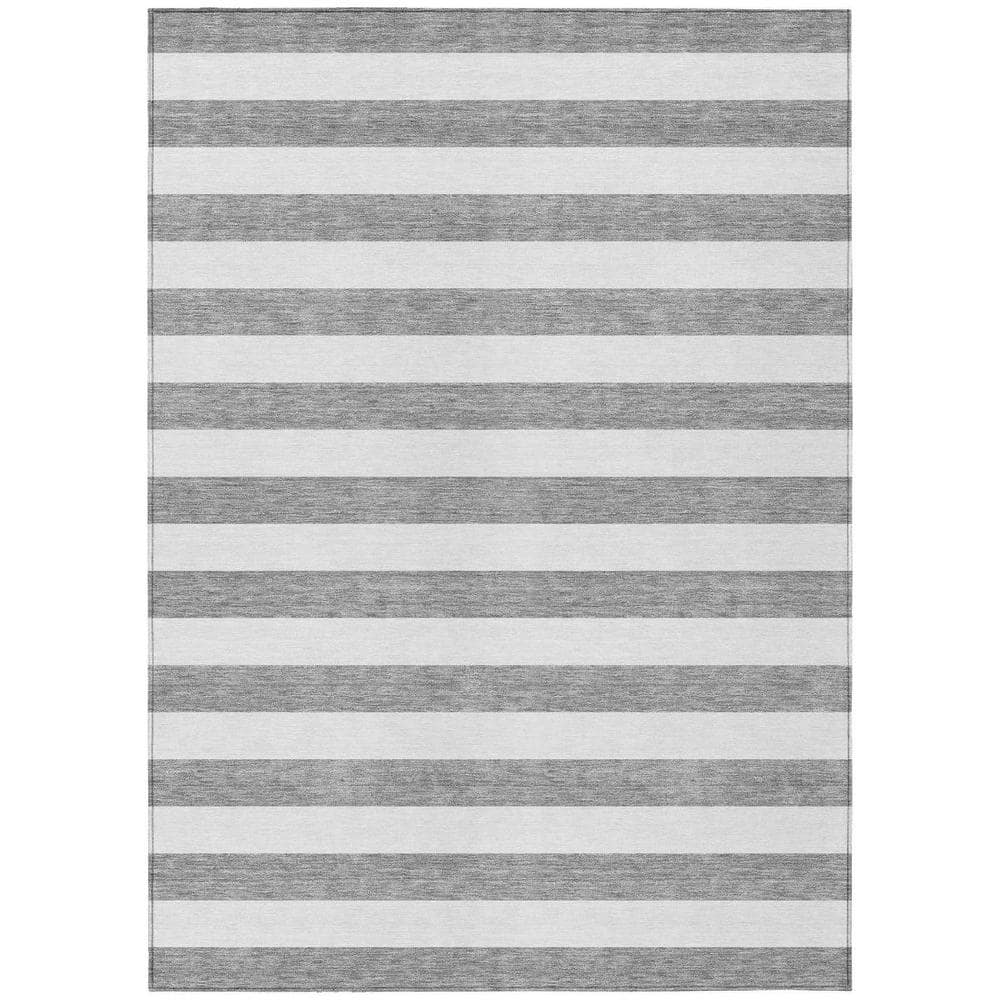 Gray and White 8 ft. x 10 ft. Woven Striped Polyester Rectangle Indoor/Outdoor Area Rug price history on PriceWatchPro