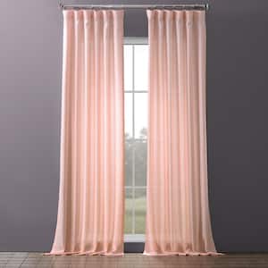 50 in. W x 108 in. L Faux Linen Polyester Sheer Curtain in Primrose Pink