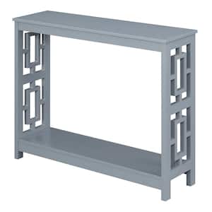 Town Square 39.5 in. Gray 31.75 in. Rectangle Wood Console Table with Shelf