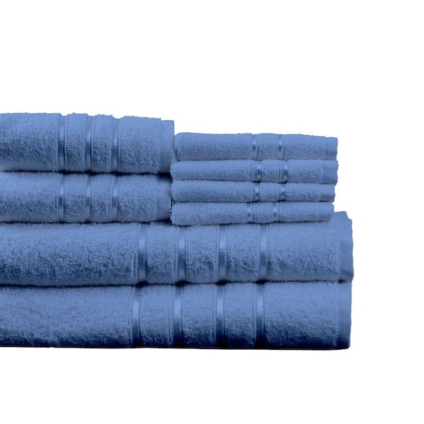 Lavish Home 8-Piece Blue Solid Cotton Bath Towel Set