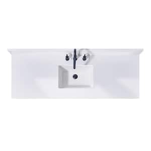 Andalo 61 in. W x 22 in. D Engineered Stone Composite Vanity Top in Snow White with White Rectangular Single Sink